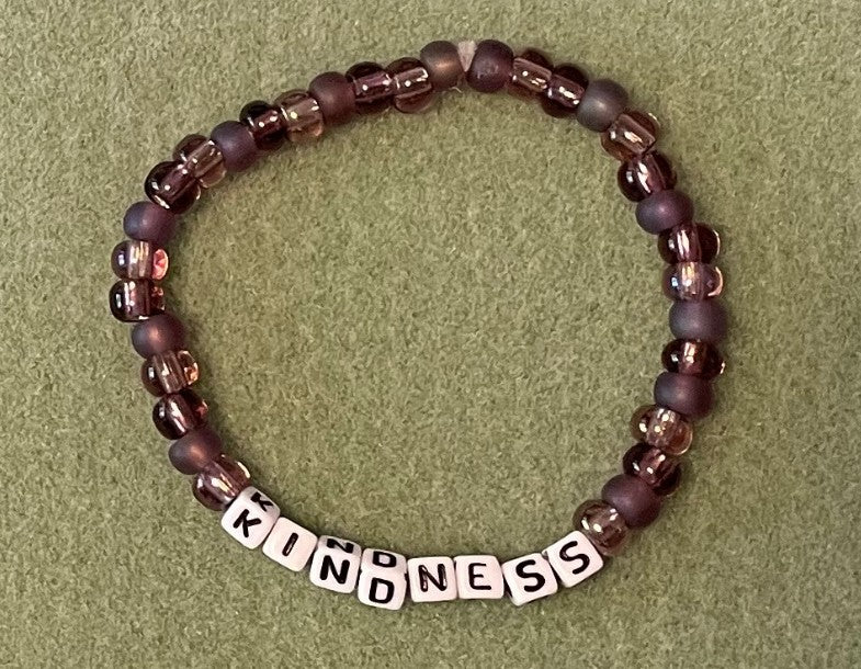 Hand-Crafted Beaded Stretch Bracelet: Word "Kindness"