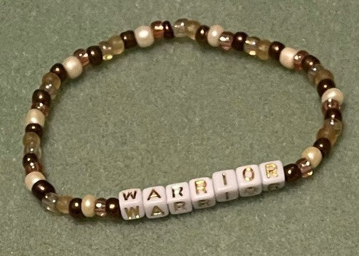 Hand-Crafted Beaded Stretch Bracelet: Word "Warrior"