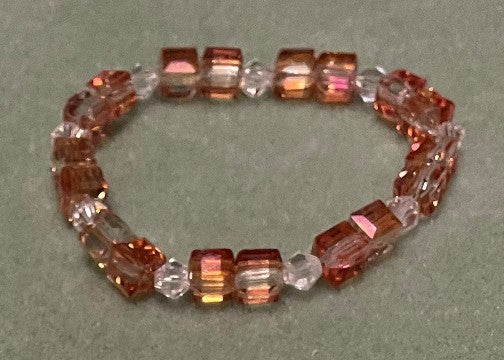 Hand-Crafted Beaded Stretch Bracelet: Colored "Amber"