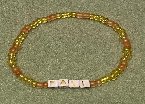 Hand-Crafted Beaded Fall Stretch Bracelet: Word "Fall"